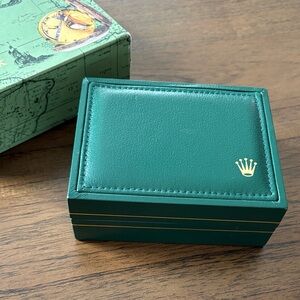 Rolex Green Leather Watch Box with Gold Logo